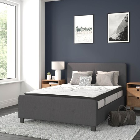 Flash Furniture Full Size Dk Gray Fabric Platform Bed & Mattress HG-BM10-30-GG